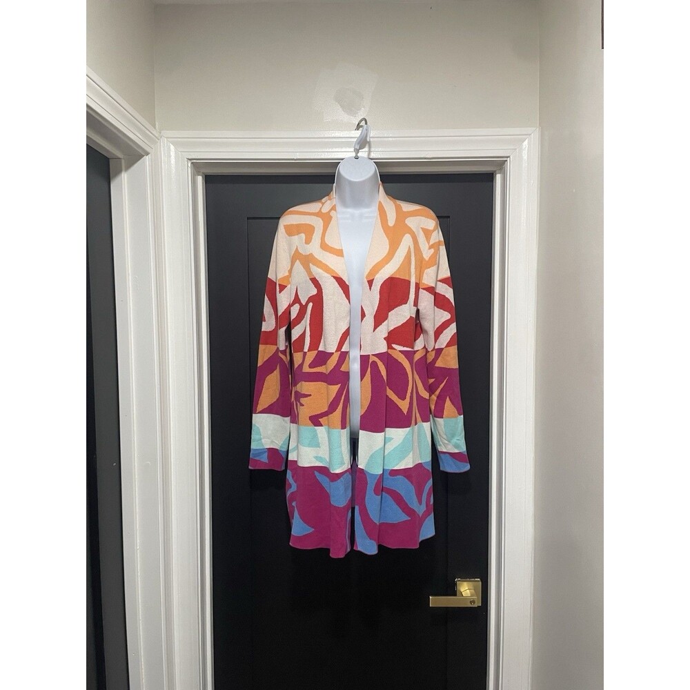 Soft Surroundings Cardigan Size Small Colorful Dopamine Sweater Artsy Tropical